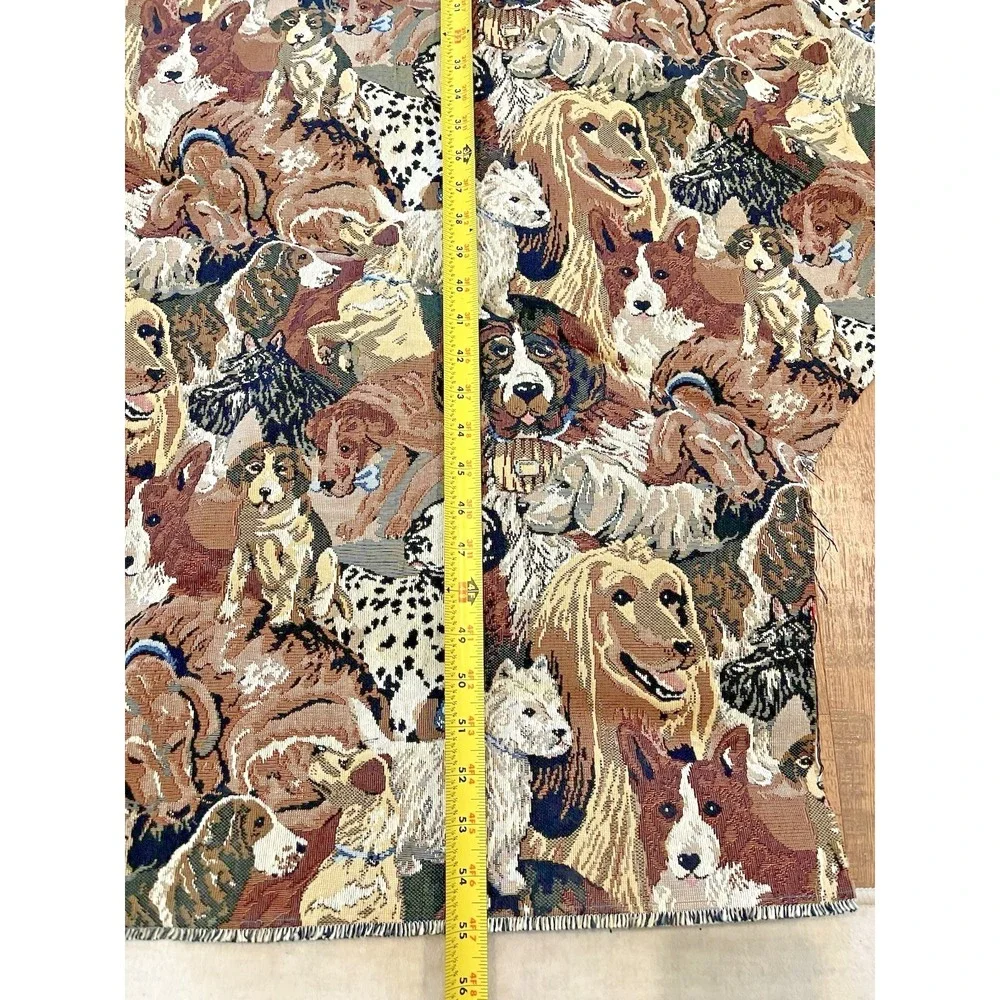 Tapestry Dog Print Fabric Remnant Piece See Pictures for Measurements Vintage